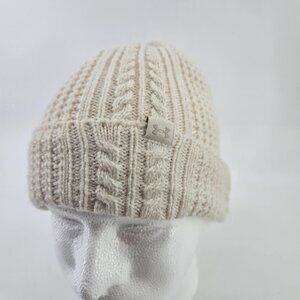 Under armour Beanie Hat Cotton Womens OS Ivory Folded Cuff Cable Knit Snow